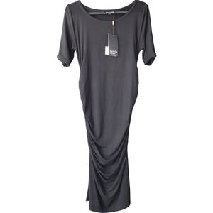 Isabella Oliver Black Ruched T Shirt Casual Maternity Dress